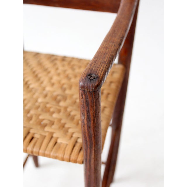 Brown Antique Child's Chair With Woven Seat For Sale - Image 8 of 14