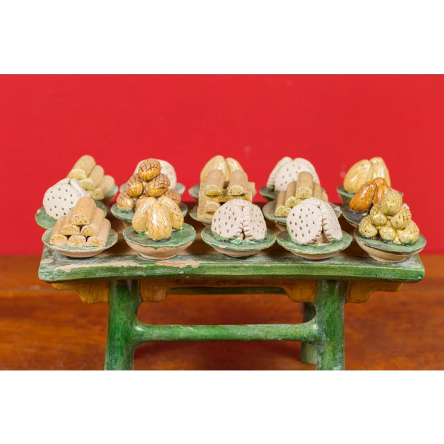 16th Century Ming Dynasty 15th or Chinese Glazed Terracotta Funeral Table Mingqi For Sale - Image 4 of 11