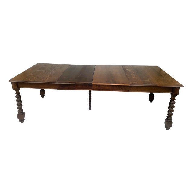Antique Oak Extendable Dining Table, 1900-1930 For Sale