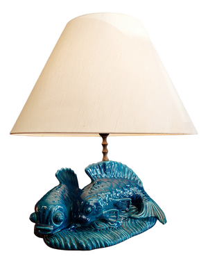 Ceramic Table Lamp with the Shape of Carpe Koi, 1970s