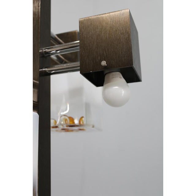 Vintage Italian Pendant Light with Murano Glass Shades and Anodized Metal Frame, 1970s For Sale - Image 14 of 16