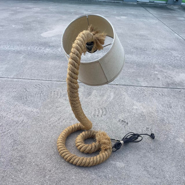 Modern Coiled Rope Table Lamp, Manner of Audoux & Minet For Sale - Image 3 of 9
