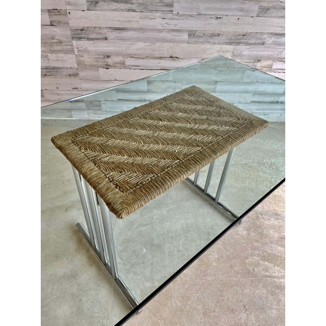 1960s Chrome With Woven Rush Dining Table For Sale - Image 10 of 13