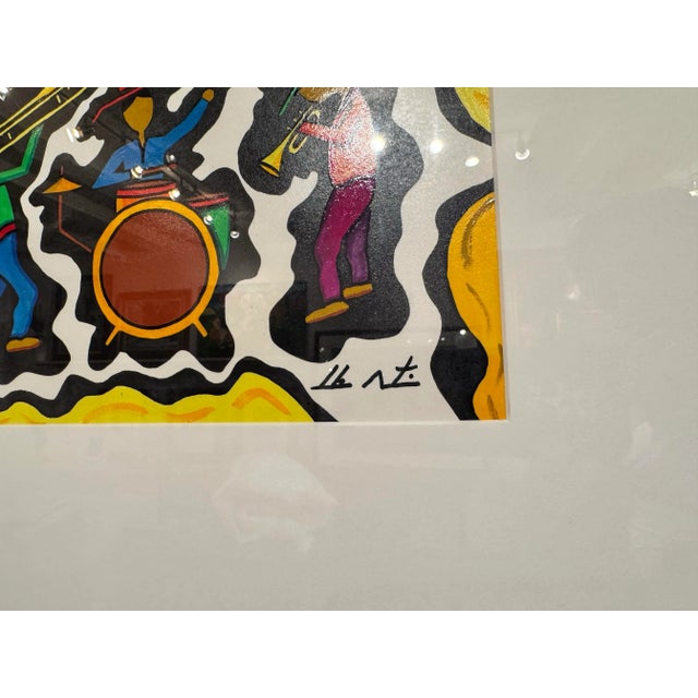 Jamaican Island Musicians Framed Gouache For Sale - Image 4 of 6