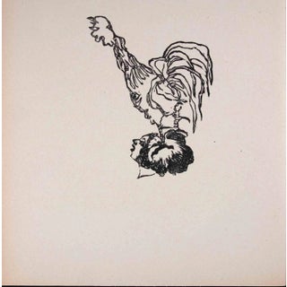Mino Maccari, A Rooster on the Head, Original Linocut, 1951 For Sale