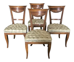 French Walnut Dining Chairs With Fan Backs -Set of 4