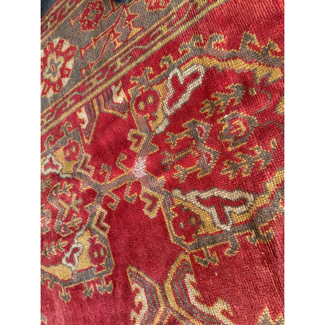 Red 9ft 2in X 14ft 2in Turkish Oushak Antique Area Rug For Sale - Image 8 of 11