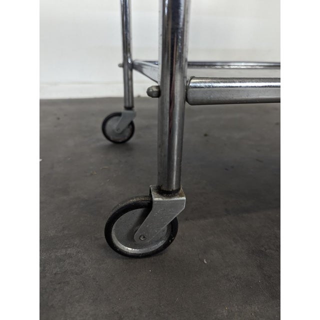 Rolling Wooden and Metal Serving Cart, 1970s For Sale - Image 6 of 7