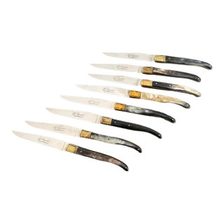1970s Laguiole Natural Horn Steak Knives - Set of 8 For Sale