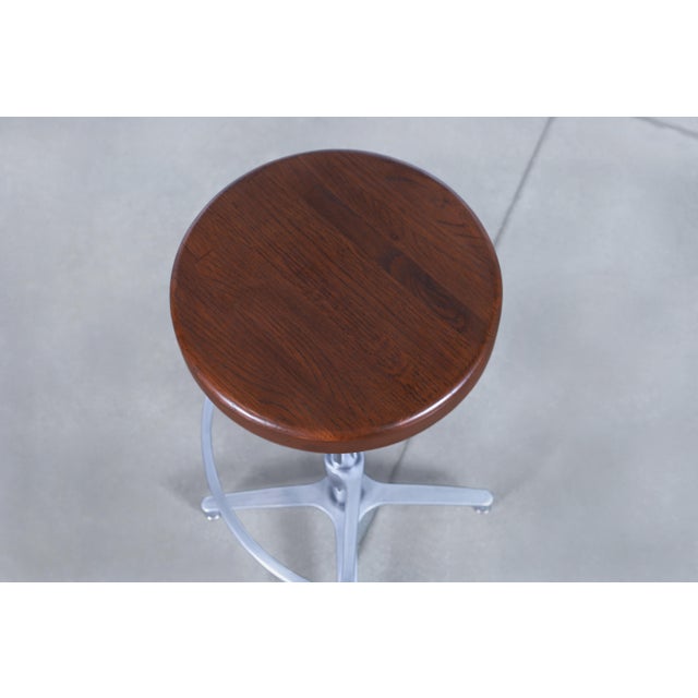 Wood Vintage Walnut and Aluminum Bar Stools For Sale - Image 7 of 12