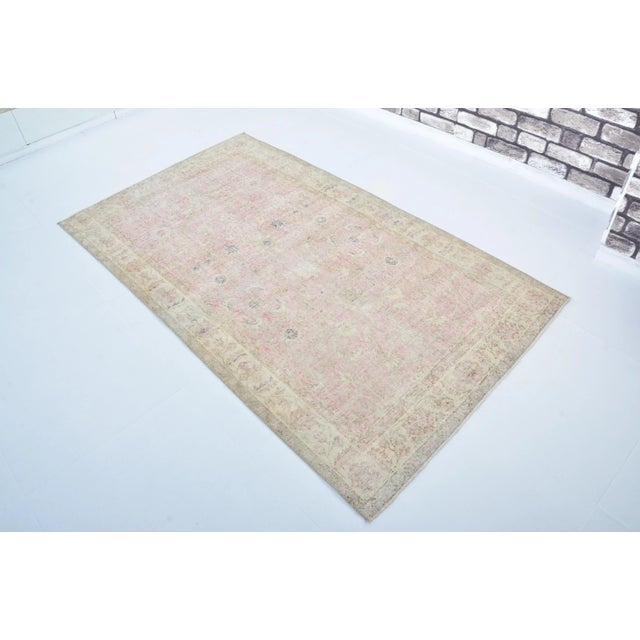 1960s Pale Pink Natural Vintage Area Carpet For Sale In Phoenix - Image 6 of 11