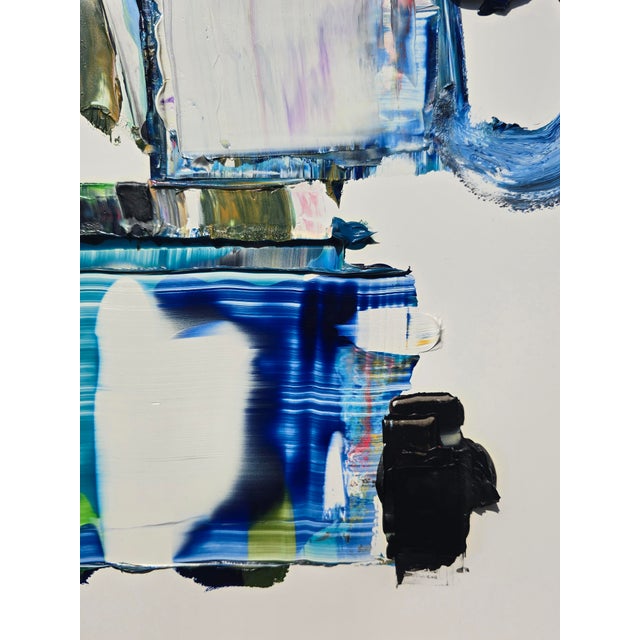 Blue Contemporary Still Life Vase With Flowers | Abstract Figurative | Diane Grant For Sale - Image 8 of 9