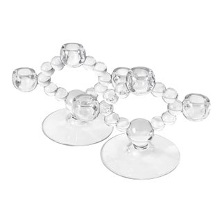 1940s Beaded Crystal Loop Candle Holders, Pair | Woodward Modern For Sale