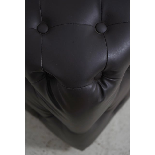 Pair Square Tufted Modern Chesterfield Style Ottoman Stools For Sale - Image 9 of 12