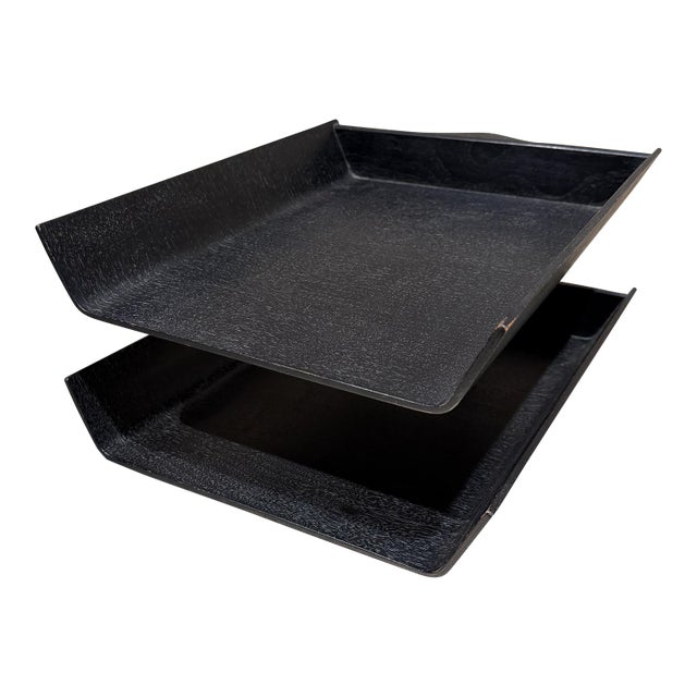 Desk Accessory Designed by Florence Knoll Two-Tier Paper Tray Ebony For Sale