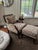 Modern Transitional Club Chair and Ottoman With Exposed Wood Frame For Sale - Image 4 of 5