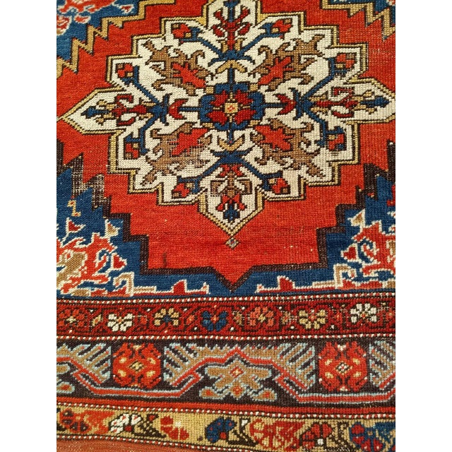 19th Century Handwoven Anatolian Village Rug, Caucasian Design Wool, 4' x 5' For Sale - Image 16 of 18