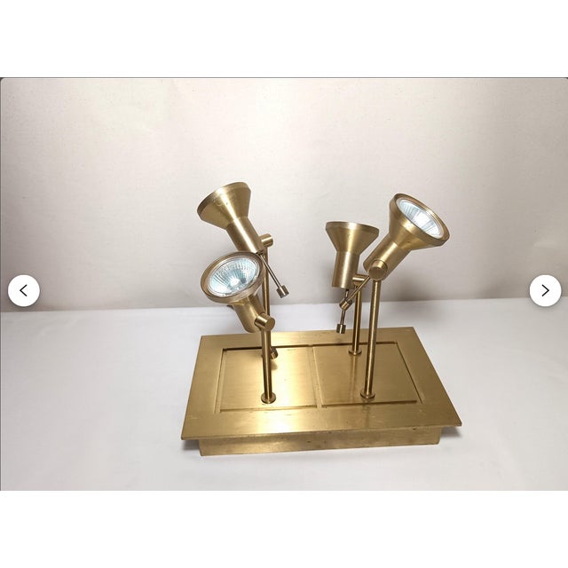 Gold Postmodern Ceiling Light in Satined Brass attributed to Sische-Germany, 1980s For Sale - Image 8 of 11