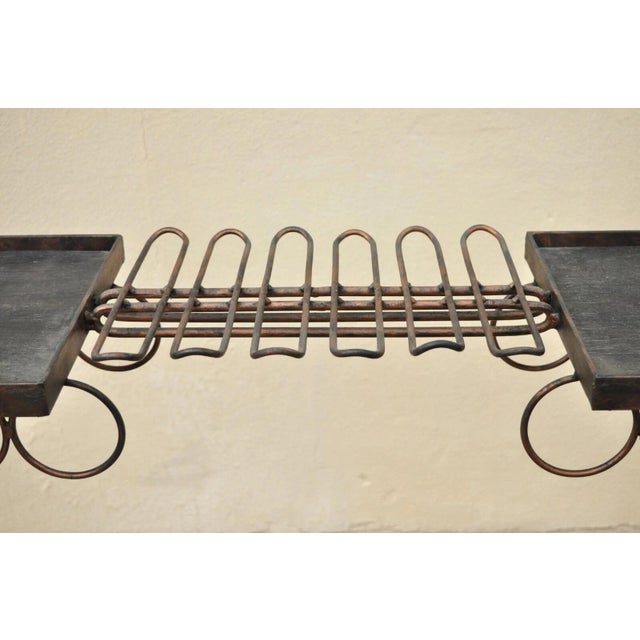 Metal French Art Nouveau Brutalist Mid Century Scrolling Iron Kitchen Island Bar Table For Sale - Image 7 of 12