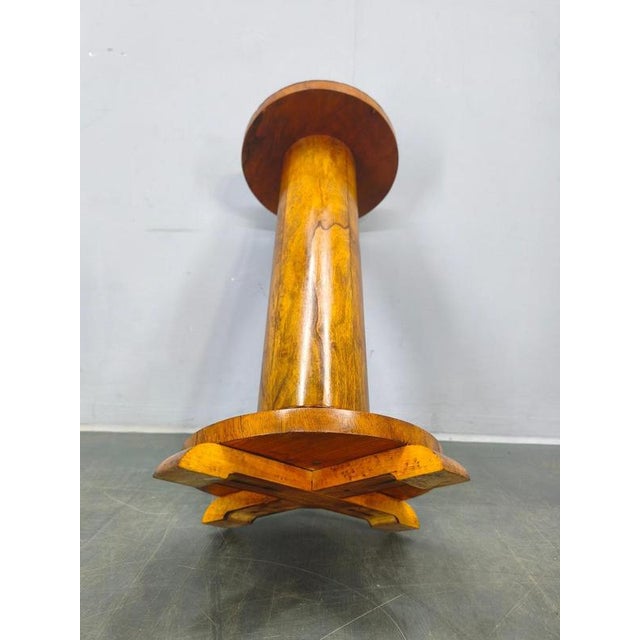 Gold Art Deco Walnut Pedestal Table, Former Czechoslovakia, 1930s For Sale - Image 8 of 9