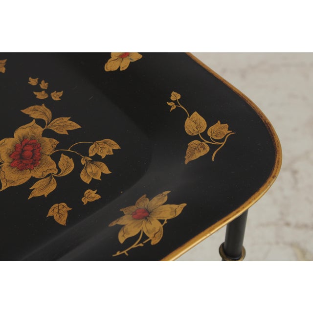 Black & Gold Toleware Tray Top Table For Sale In Philadelphia - Image 6 of 17