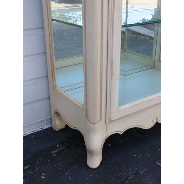 Ethan Allen French Tall Narrow Painted Curio China Display Cabinet Vitrine 6888 For Sale - Image 16 of 16