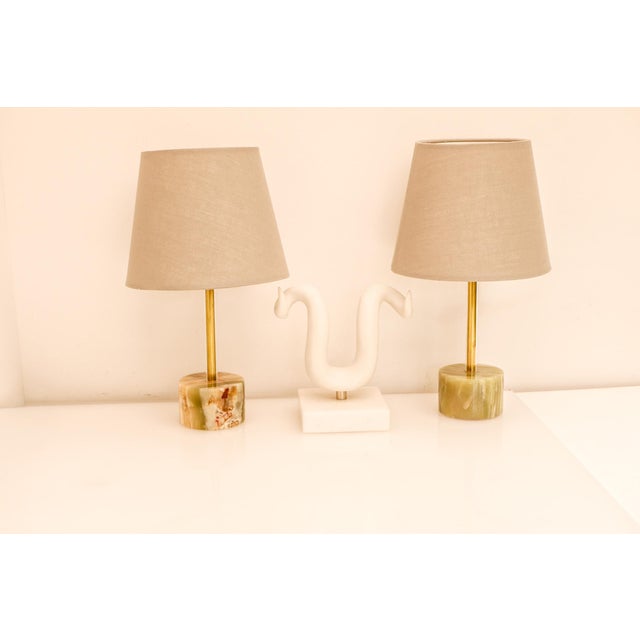 Mid-Century Modern Italian Onyx and Brass Table Lamps, Set of 2 For Sale - Image 16 of 17