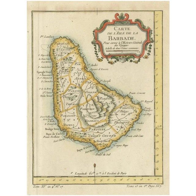 Barbados Island at the Height of the Plantation Economy, 1759 For Sale