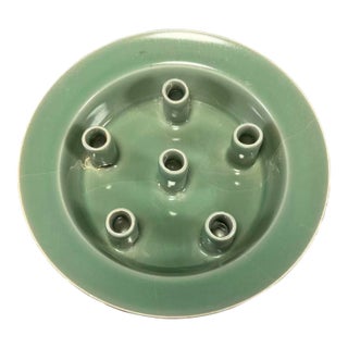 China Vintage‑Style Celadon Five‑tube Flower Holder Plate For Sale