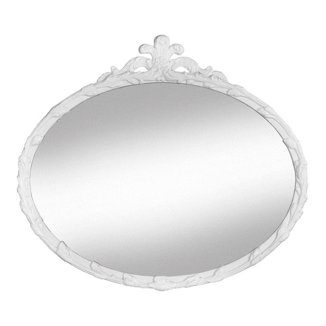 Vintage Oval Mirror Floral Frame and Crown For Sale