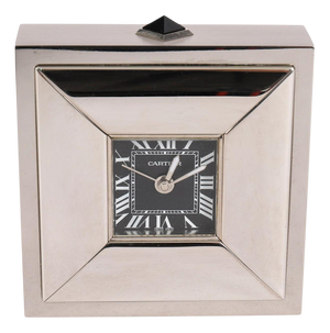 Vintage Cased Palladium Plated Alarm Clock from Cartier, 1990s