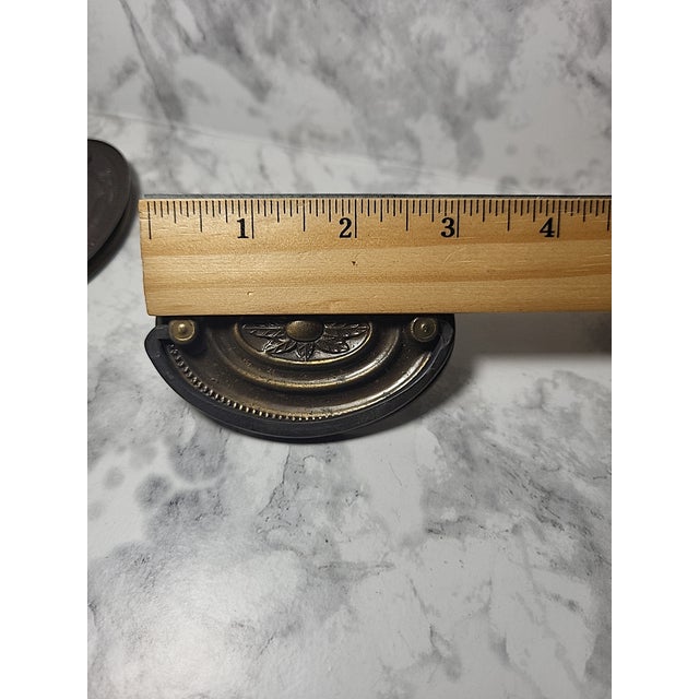 Mid-Century Modern Brass Metal Drawer Cabinet Pulls For Sale - Image 3 of 10