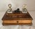 A handsome late 19th-century desk standish or twin-bottle inkwell stand, dating to circa 1880–1890 and finely constructed...