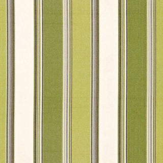 Sample - Schumacher Addison Cotton Stripe Fabric in Vert For Sale