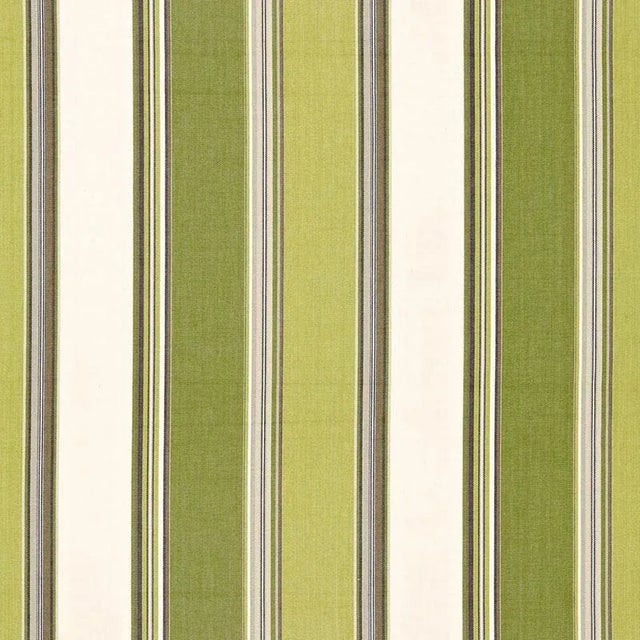 Sample - Schumacher Addison Cotton Stripe Fabric in Vert For Sale