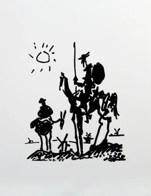 1980s "Don Quixote" White Print After Pablo Picasso