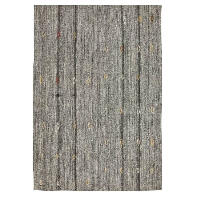 Textile Mid 20th Century Gray Vintage Modern Kilim Rug For Sale - Image 7 of 7
