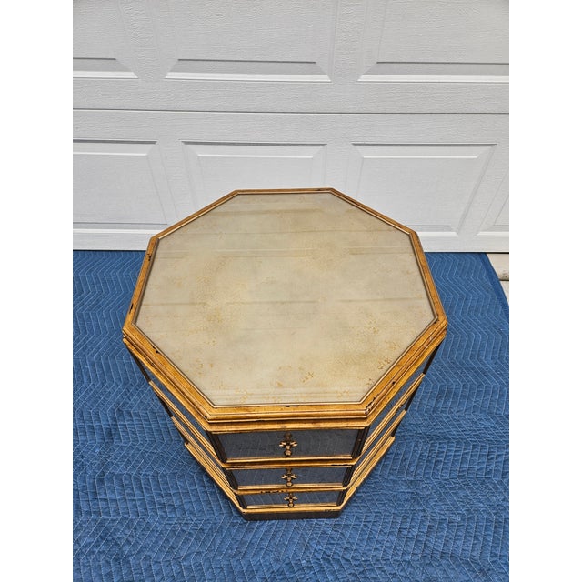 Wood Theodore Alexander Eglomise Venetian Side Table For Sale - Image 7 of 16