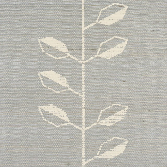 Contemporary SAMPLE - Schumacher Geo Leaf Sisal Wallpaper In Mineral & Ivory For Sale - Image 3 of 5