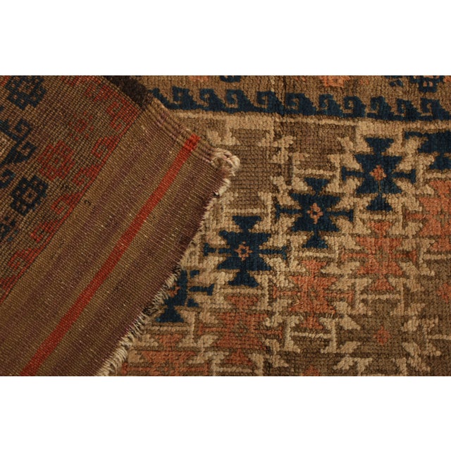 Late 19th Century Hand-Knotted Antique Kuba Rug in Red and Beige Brown Geometric Pattern For Sale - Image 5 of 5