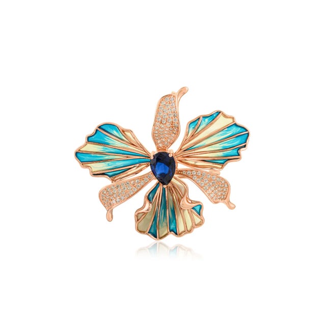 Not Yet Made - Made To Order Art Deco Sterling Silver Orchid Brooch / Pendant by Carat&her For Sale - Image 5 of 14