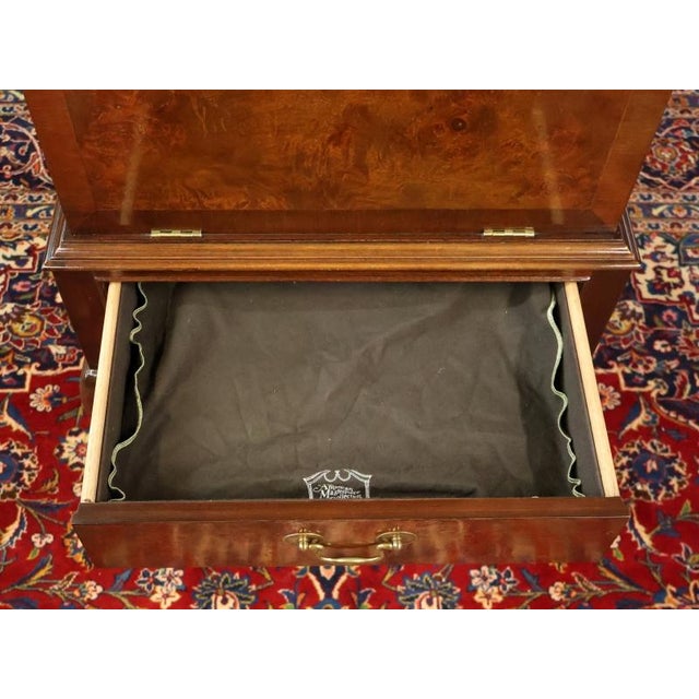 Hickory American Masterpiece Collection Queen Anne Burl Walnut Silver Chest For Sale - Image 9 of 15