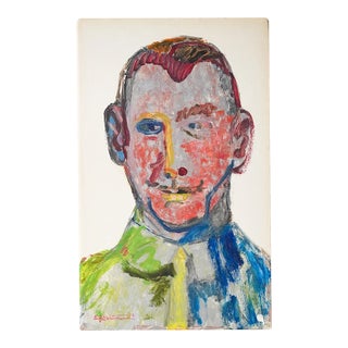 1970s Vintage Drawing Abstract Contemporary Modern Portrait of a Face by E. J. Hartmann For Sale