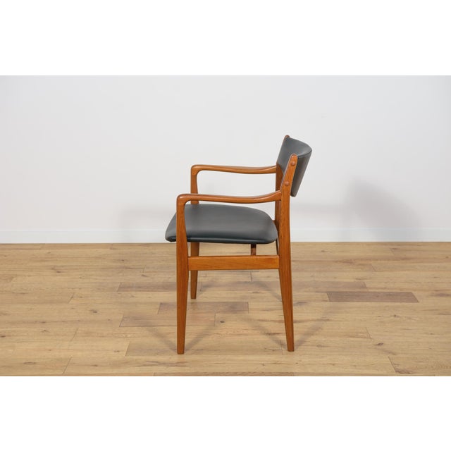 Mid-Century Teak & Leather Armchair, Denmark, 1960s For Sale - Image 4 of 17