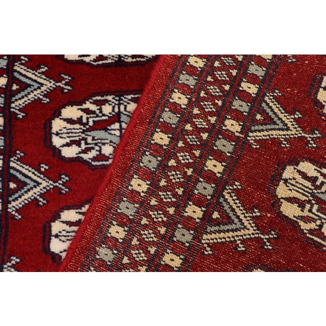 1980s Shabby Chic Bokhara Maroon/Beige Wool Rug (2'1'' X 3'1'') For Sale - Image 9 of 12
