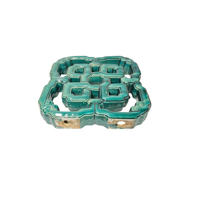 Chinese Eternal Knot Green Mix Glaze Wall Floor Clay Tile For Sale - Image 10 of 10