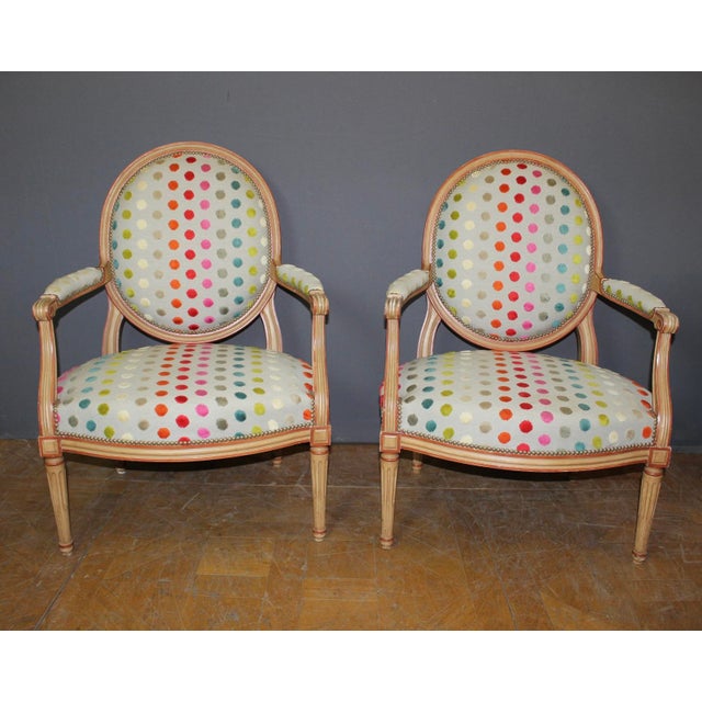 Louis XVI Medallion Armchairs, 1950s, Set of 2 For Sale - Image 10 of 12
