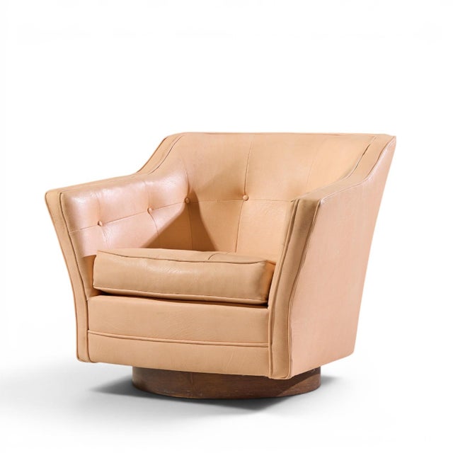 Edward Wormley for Dunbar Style Mid Century Walnut Swivel Lounge Chairs - Pair For Sale In Chicago - Image 6 of 12