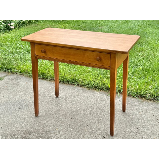Midcentury Americana Maple Writing Desk With Wooden Knobs For Sale - Image 9 of 12