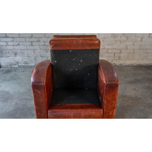 Vintage Art Deco Cognac Leather Club Chair For Sale - Image 17 of 17